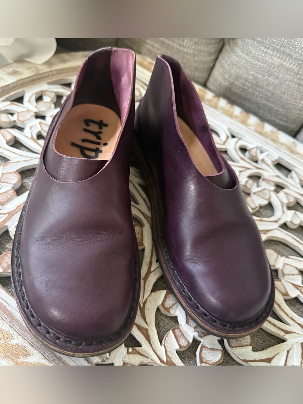 Trippen Purple Leather Shoes Women’s 7